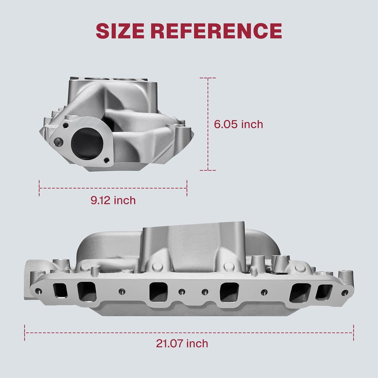 54026 7521 SBF Intake Manifold Aluminum Performance Dual Plane Air Gap Compatible with Ford Small Block Windsor 260 289 302 1962-2001 SBF 4.3L 4.7L 5.0L V8 Engine, Silver