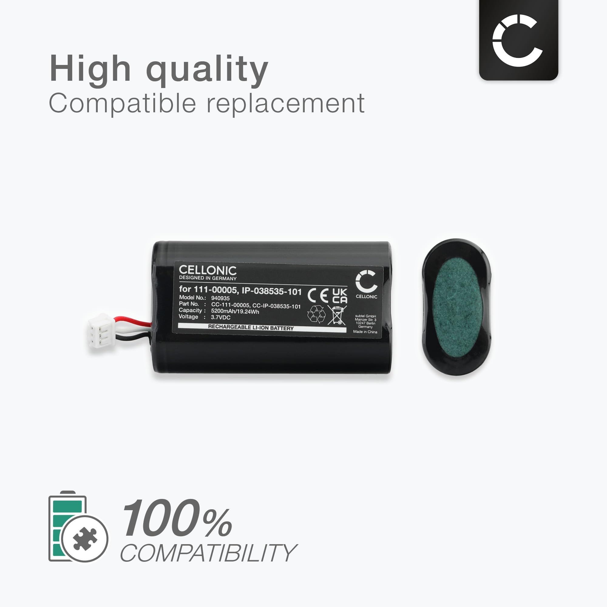 CELLONIC 1x Batería para Altavoz Compatible con Sonos Roam, 111-00005 - (5200mAh, 3.7V)