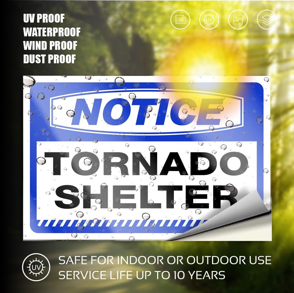 Notice Tornado Shelter 3x5in– Reflective PVC Sign– Industrial Grade, Weatherproof for Schools, Offices, Community Shelters, Outdoor Posting – Emergency Safety Label