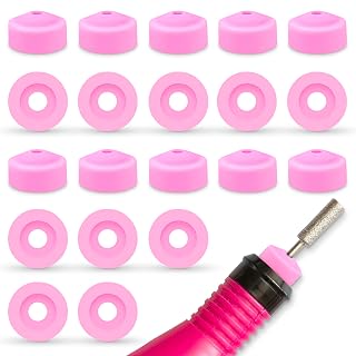 Pink Drill Nail Dust Collector - 20 pcs Professional Nail Drill Bits Pink Nail Tech Supplies Electric Nail Filer Plastic Cap - Nail Art Tools Drill Dust Collector Dust Stopper Nail Drill Bit Holder