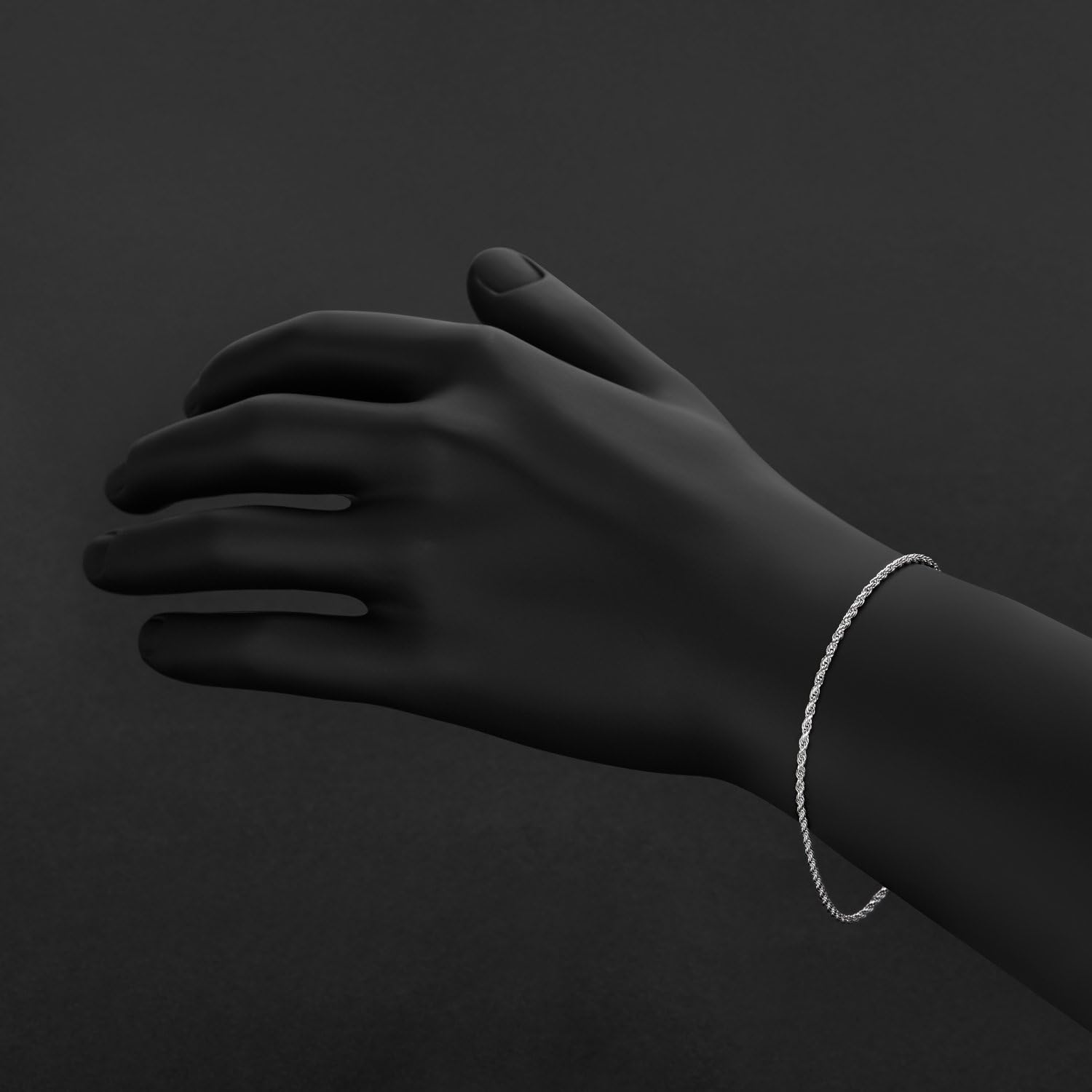 The Bling Factory 2mm-7mm Solid .925 Sterling Silver Diamond-Cut Twisted Rope Bracelet 7-10" Made in Italy - Image 2