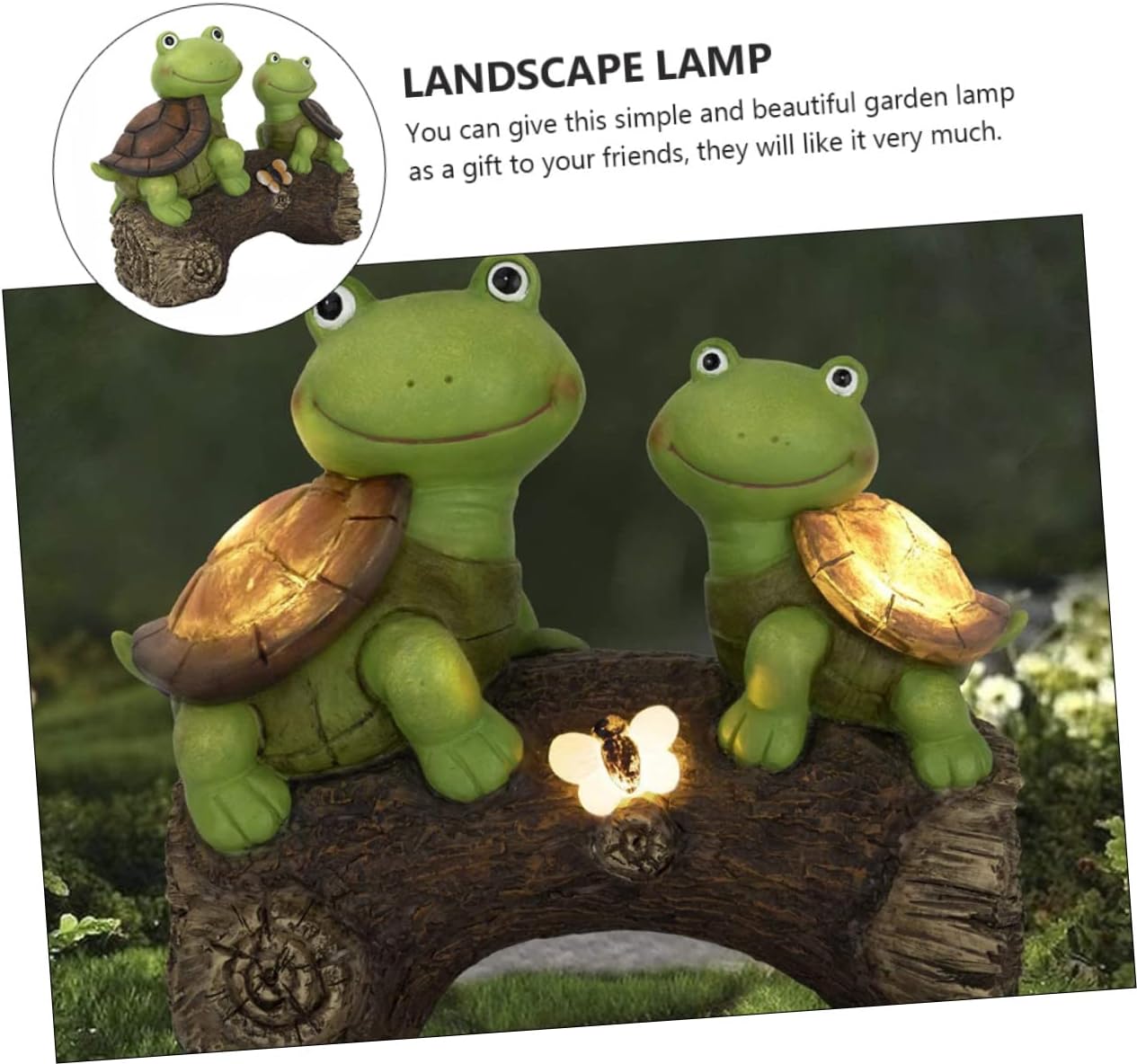UPKOCH Solar Powered Turtle Landscape Lamp Resin Garden Decor Outdoor LED Decorative Light for Patio Courtyard Energy Saving Romantic Atmosphere Animal Statue
