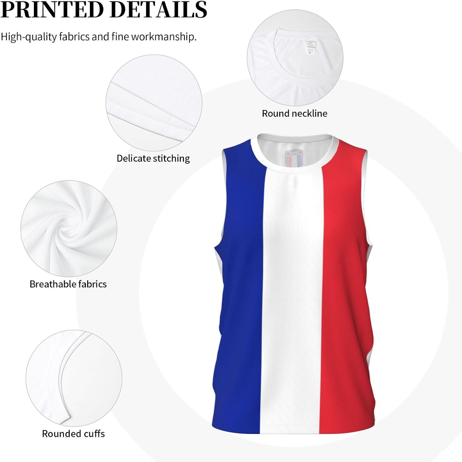 France Flag Basketball Jersey Sports Jerseys for Men Running Fitness Training Sleeveless T Shirt