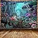 DBLLF Psychedelic Tapestry Mushroom Castle Tapestry Fairy Tale Tapestry Green Plants in Forest Wall Hanging Spring Scenery Tapestries for Bedroom Living Room Dorm Party Decor 80×60 inches DBLS774