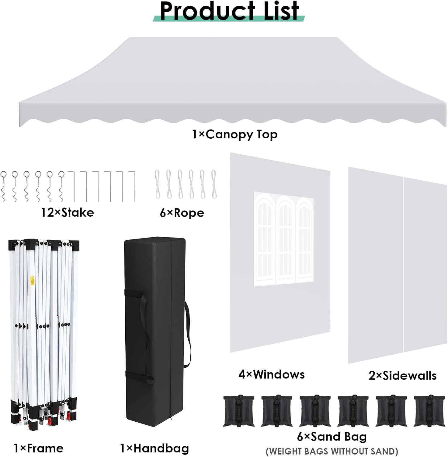 MAMIZO 10x20ft Pop up Canopy Tent w/6 Sidewalls, Heavy Duty Wedding Party Tent, Height Adjustable Large Commercial Gazebo, Instant Sun Protection Shelter W/Upgraded 3 Raised Roofs, Carry Bag (White)