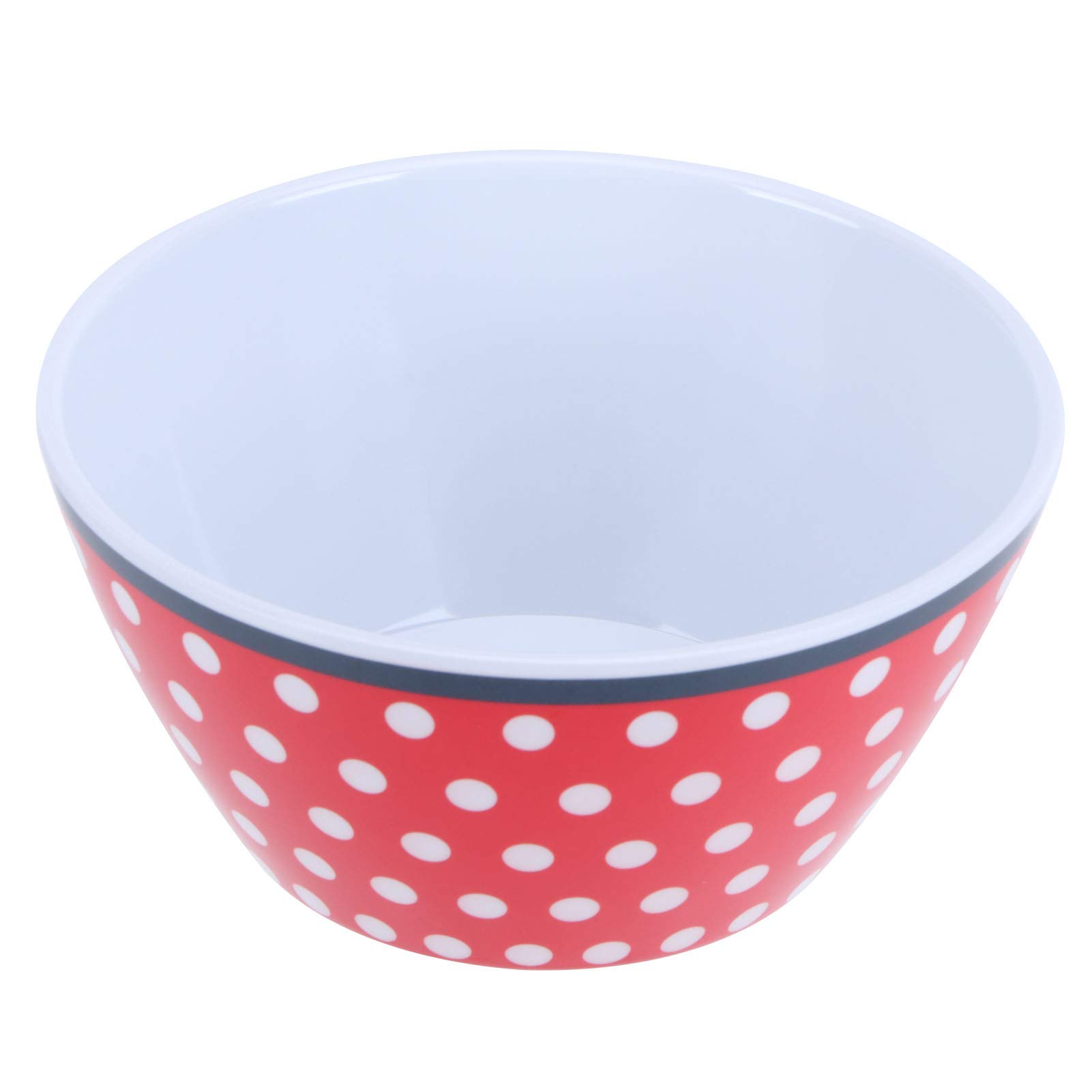 Cocoarm 12 Salatschüsseln aus Melamin, 14,6 X 7 Cm, Serviergeschirr, Stapelbar, Leicht zu Reinigen, Großes Fassungsvermögen für Salat, Suppe, Nudeln, Nudeln, Küchengeschirr (Rot mit Punkt)