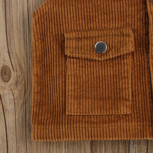 Toddler Baby Girl Boy Corduroy Vest Coat Pocket Button Jacket Waistcoat Tops Fall Winter Clothes (Brown, 2-3T) #TOP4