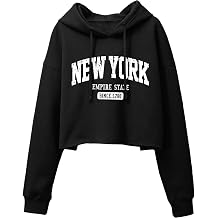 ORANDESIGNE Woman Graphic Print Cropped Hoodie Long Sleeve Fleece Pullover