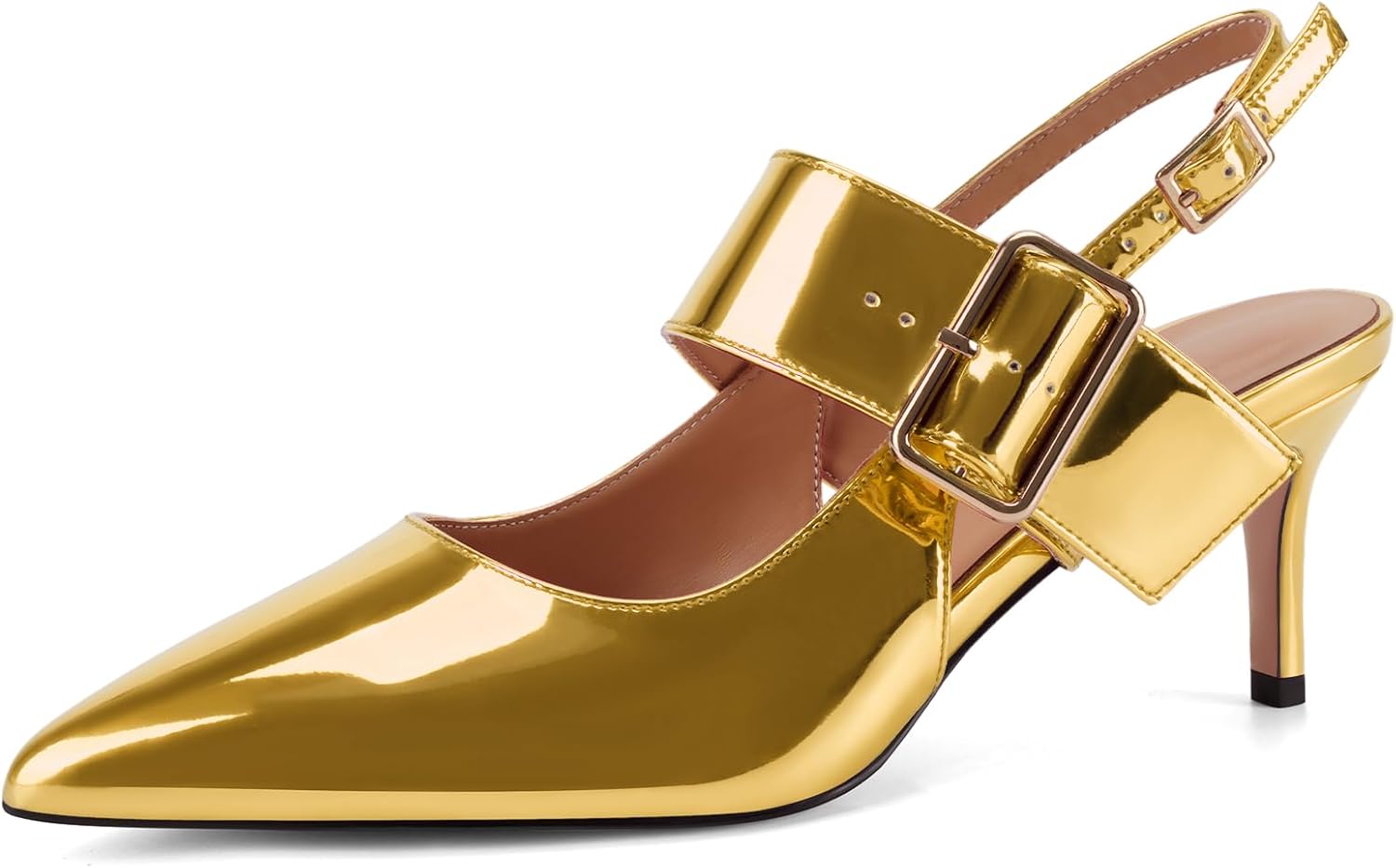 Z.Oufeier Women’s Slingback Low Stiletto Heels Close Pointed Toe Dress Pumps Shoes