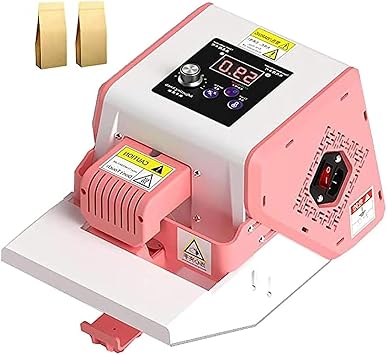 Automatic Continuous Band Sealer, 80 200 C Plastic Bag Heat Sealing Machine Continuous Band Sealer, 2500 Bags Time, Automatic Roller Packing Machine Food Packing Machine Pink