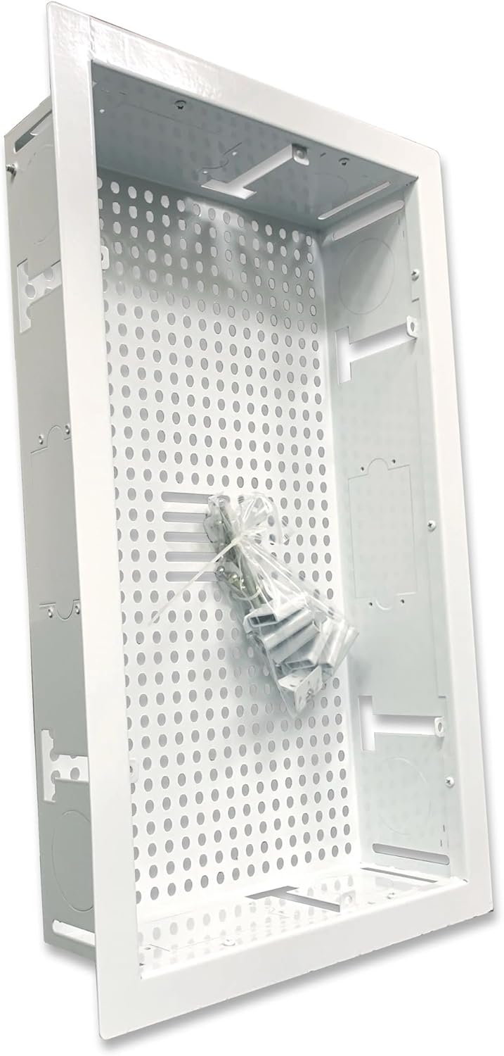 White Box In-Wall Retrofit Media Enclosure for Samsung The Frame TVs, One Connect Box & Streaming Devices – Steel Flush Mount Cable Management‼️hardware zip tied to frame‼️