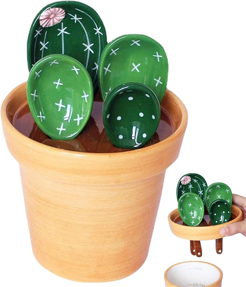 4-teiliges Kaktus-Messlffel-Set, Messlffel Set Keramik Cactus Set,  Keramik-Lffel und Tassen in niedlicher Kaktusform, Kaktus-Messlffel-Set  im Topf, Kaktus-Figur-Messlffel-Set fr Salzzucker : Amazon.de: Kche,  Haushalt & Wohnen