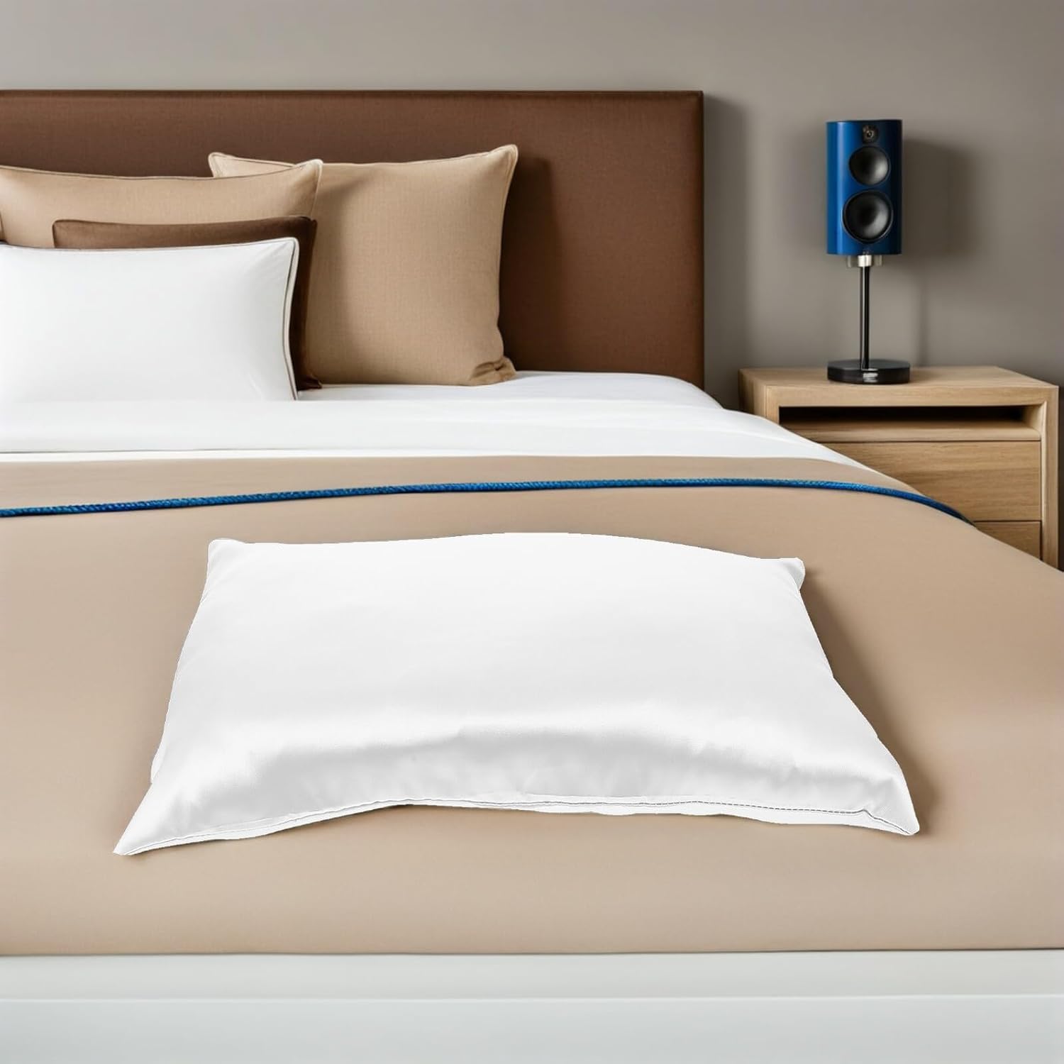 2 Pack Kids Faux Silk Pillowcases with Zipper Closure White