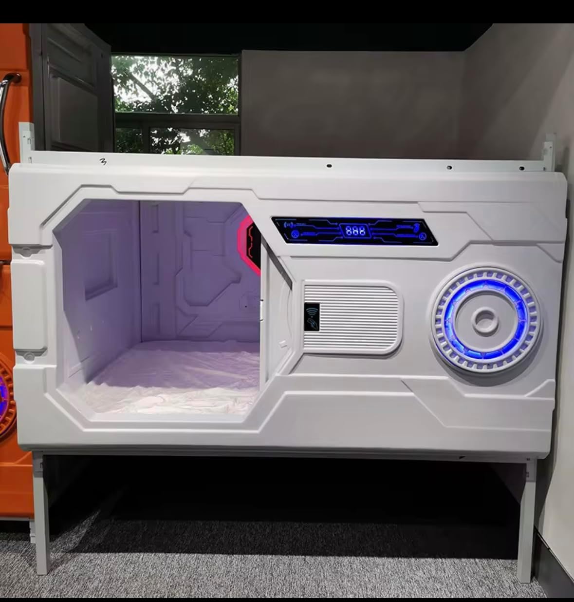 Sleeping Pod Capsule Bed with Digital Display, Sound Proof Design,Includes Matress (White), Indoor Use