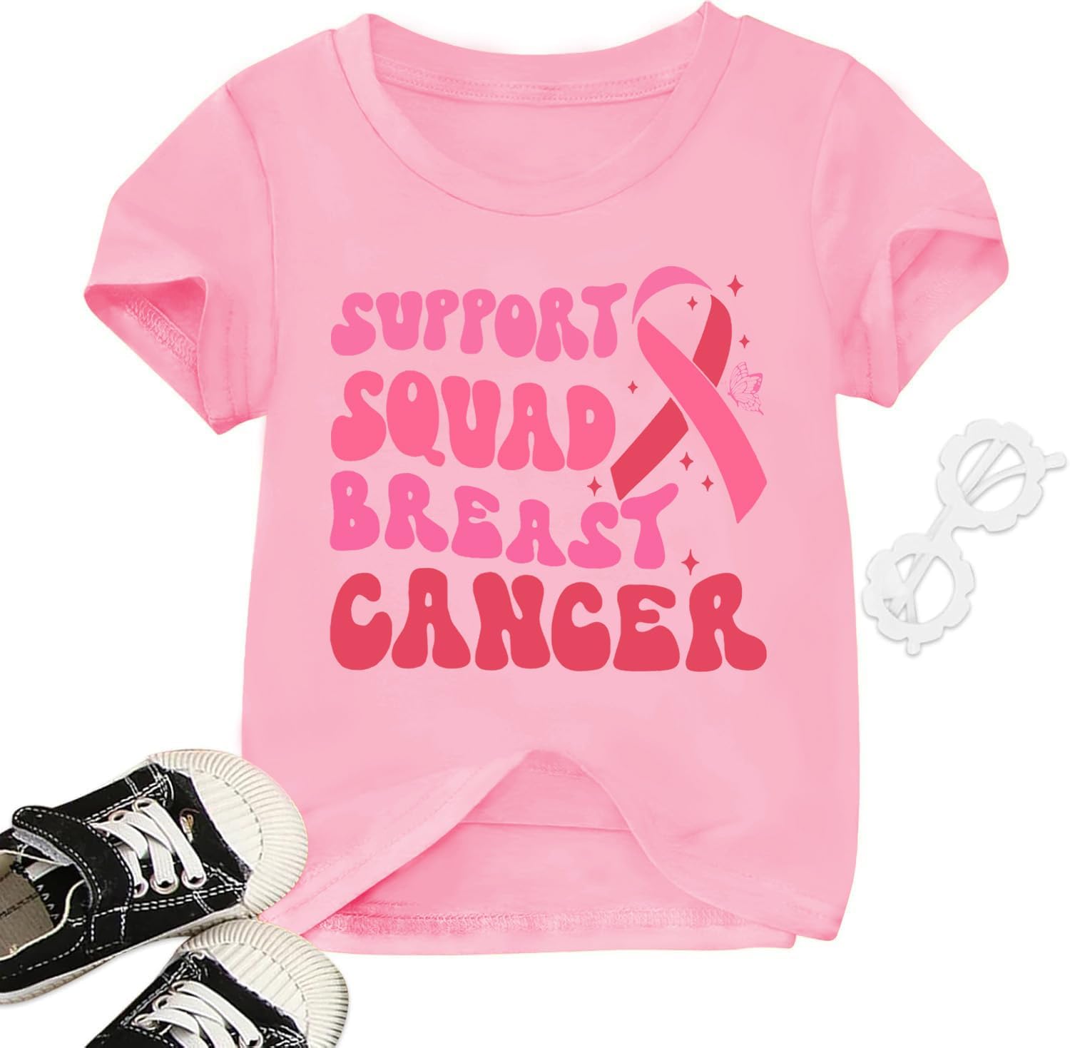 Kid Breast Cancer Shirt Boy Breast Cancer Awareness Pink Ribbon Outfit | 3-10T,Girl,Boys,Kids,Short Sleeve,Soft Fabric,Breast Cancer Support,Casual Wear