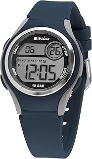 Unisex Armbanduhr Jungen Mädchen Jugenduhr Sportuhr Outdoor Digital Quarz 10 bar mit Silikonband und Licht Dunkelblau XE-64-2