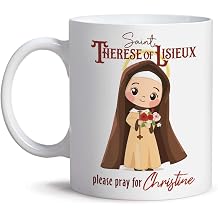 Saint Therese Of Lisieux Customized Ceramic Coffee Mug, 11oz, Novelty For Catholic, Personalized Name Religious Ceramic Mug