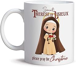 Saint Therese Of Lisieux Customized Ceramic Coffee Mug, 11oz, Novelty For Catholic, Personalized Name Religious Ceramic Mug