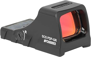 SCS PDP Green Multi-Reticle 2 MOA Dot & 32 MOA Circle Reflex Pistol Sight Compatible with Walther PDP 2.0 Optics Ready Handguns - Solar Charging Sight with Multilayer Reflective Glass
