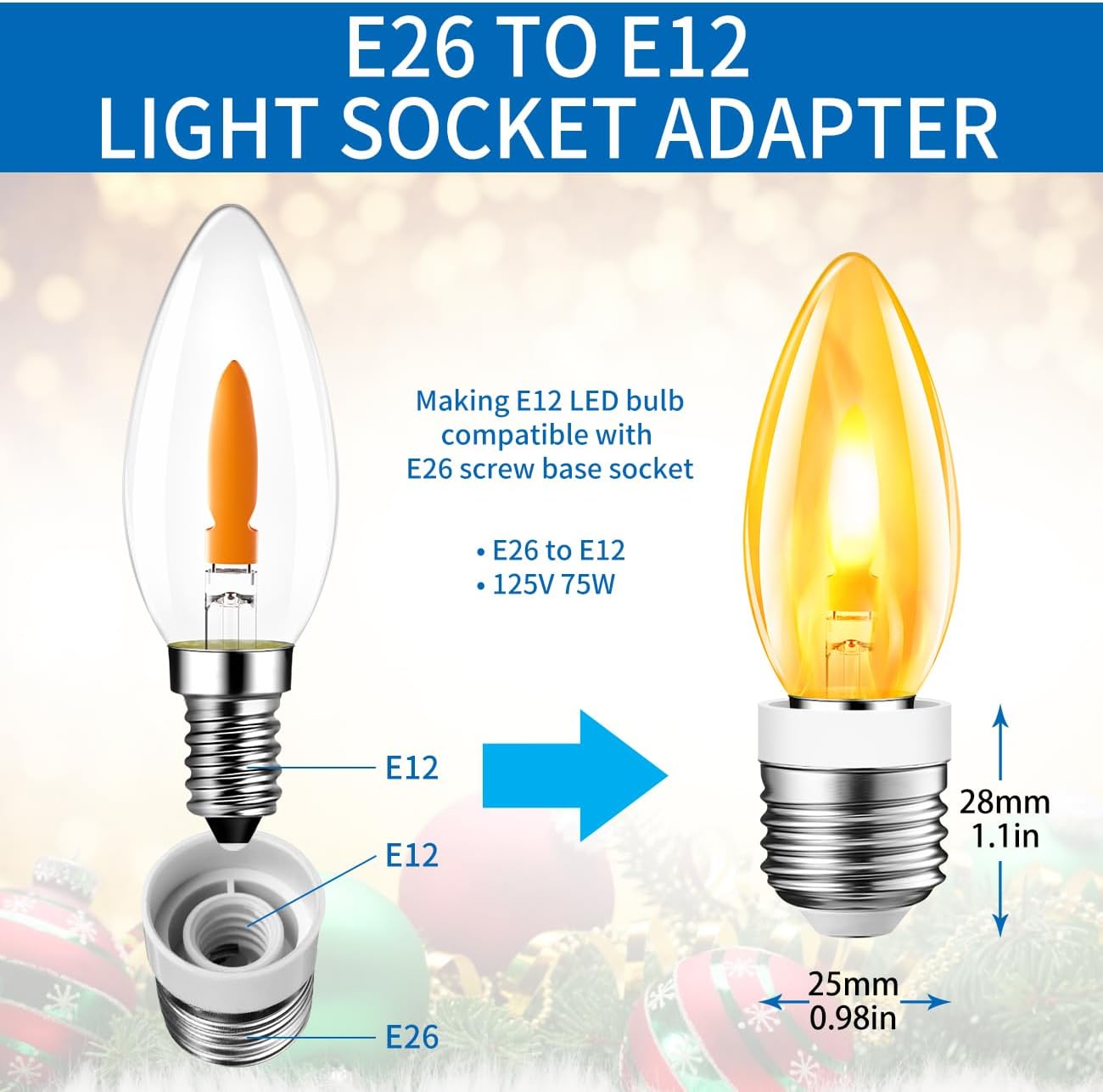 ANWIO Flicker Flame Light Bulbs, 6 Pack E12/E26 Base, 1800K Warm Candle Bulbs with 2 Modes, Non-Dimmable Flickering Flame Tip Lights for Chandelier Home Decorations Party and Outdoor Porch Yard