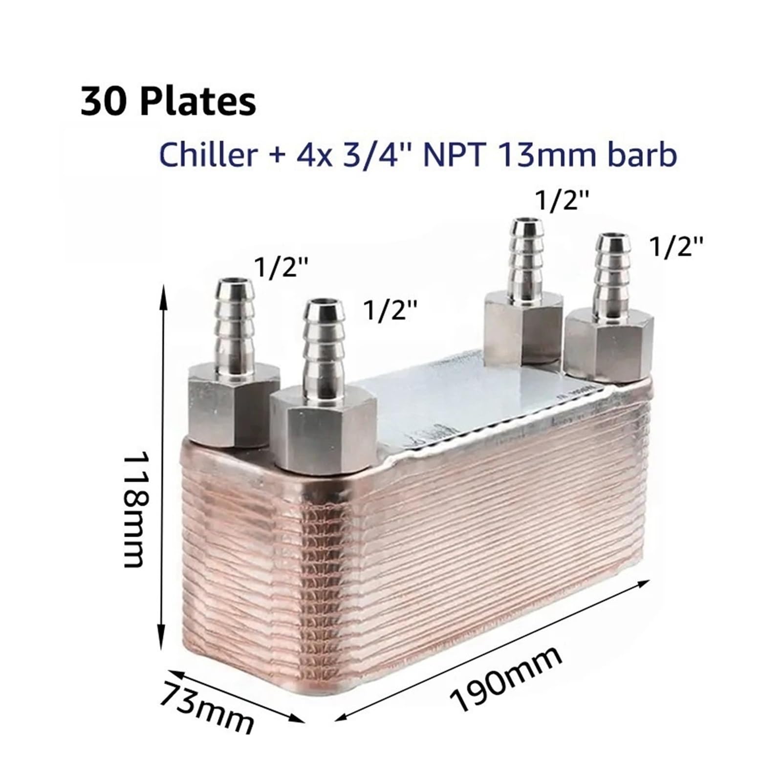 Refroidisseur, échangeur de chaleur à 30 plaques, refroidisseur à contre-courant, chauffage de l'eau par le sol brasé au cuivre(Combination kit)