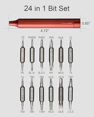 Miniatura 6 de HOTO - Juego de destornilladores de precisión 24 en 1 con 24 puntas de acero de aleación S2 minidestornillador manual con forma de lápiz para
