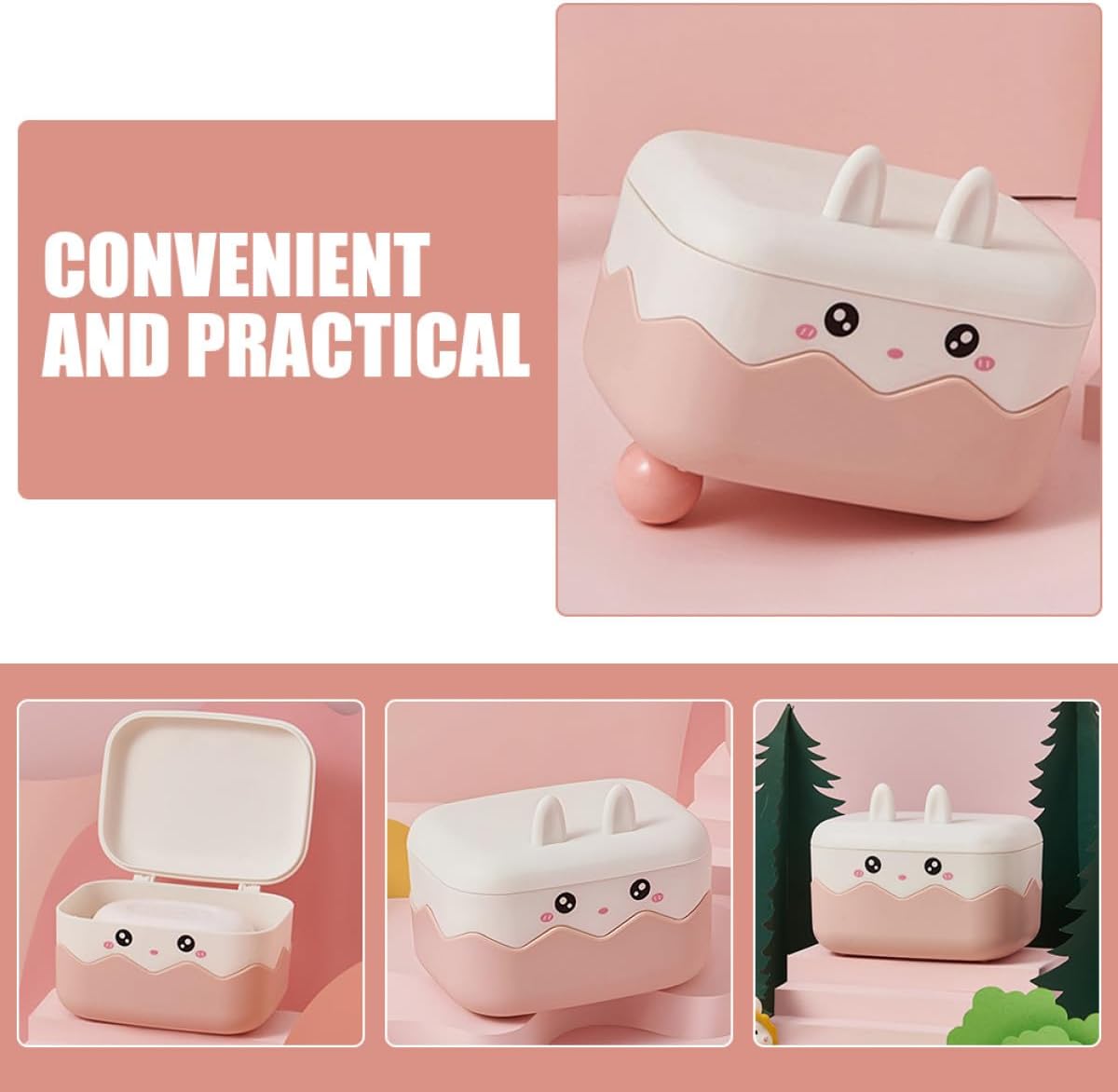 Travel Soap Container with Lid, Double-Layer PP Soap Dish for Gym