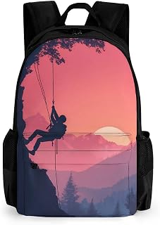 Climbing Rock Climber Small Backpack Travel Bag Cute Back Packs | Fashion Graphic Print Daypack Shoulder Bags Unisex Work Camping Gym