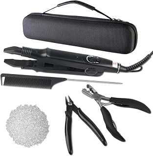 Hair Extension Connector with 40g Italian Keratin Glue for Keratin Extensions Fusion Hair Extensions Iron Keratin Glue Beads Keratin Bonding Cutter Pliers for Pre-Bonded Extensions Hair Styling Comb