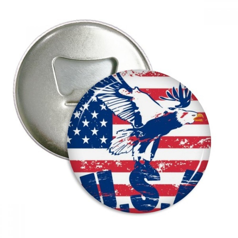 Décapsuleur aimanté aigle américain drapeau USA - Lot de 3 badges ronds pour frigo