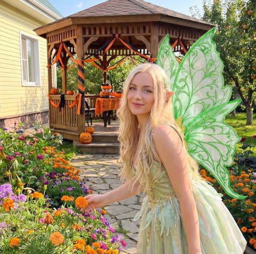 Flying Childhood Fairy Wings for Women 31.5"x29.5" Adult Cosplay Wings for Renaissance Music Festival Halloween Party Favors (Green) by Flying Childhood - Used condition - Image 3