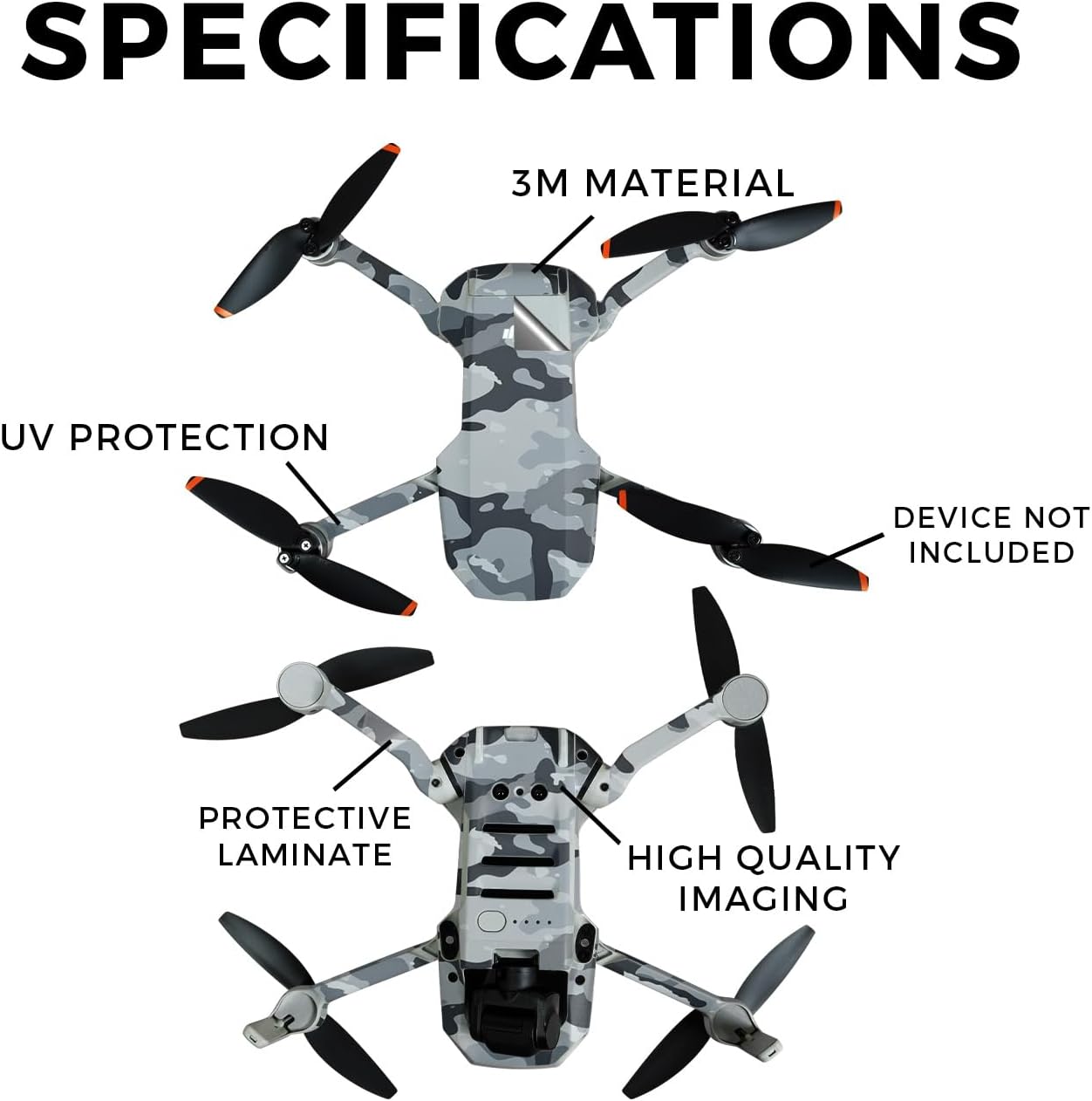 Skin Compatible with DJI Mini 4K - Gray Camouflage - Premium 3M Vinyl Protective Wrap Decal Cover - Easy to Apply | Crafted in The USA by MightySkins