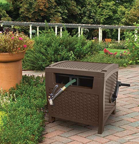 Suncast 225 Ft. Wicker Style Resin Hose Hideaway With Hose Guide, Java #TOP1