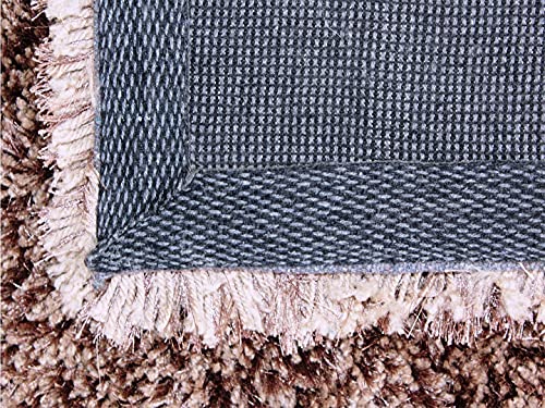 Image of Luxury Shaggy Carpet Solid Plain Fluffy Fur Rectangular Rugs for Bedroom Living Room 3X5 Feet Microfiber & Polyster Modern Interior Floor Mat Brown