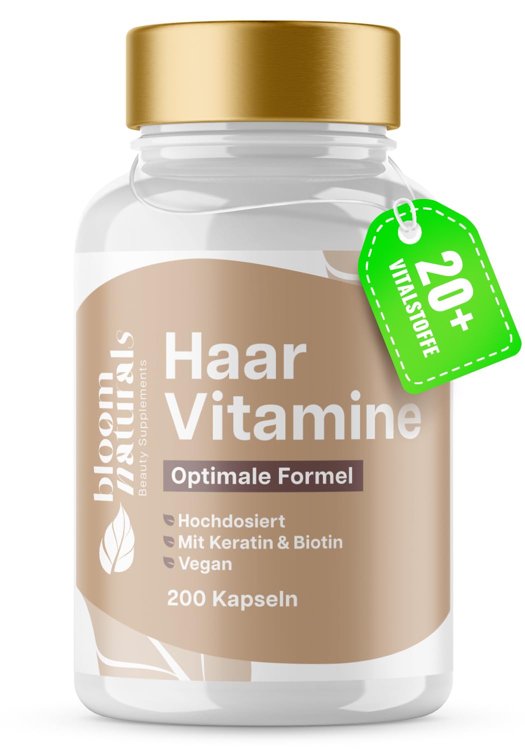 Haar Vitamine - 200 Kapseln - Hochdosiert mit Biotin, Selen, Zink, Keratin + 20 Vitalstoffe - für Frauen & Männer - vegan - produziert in Deutschland