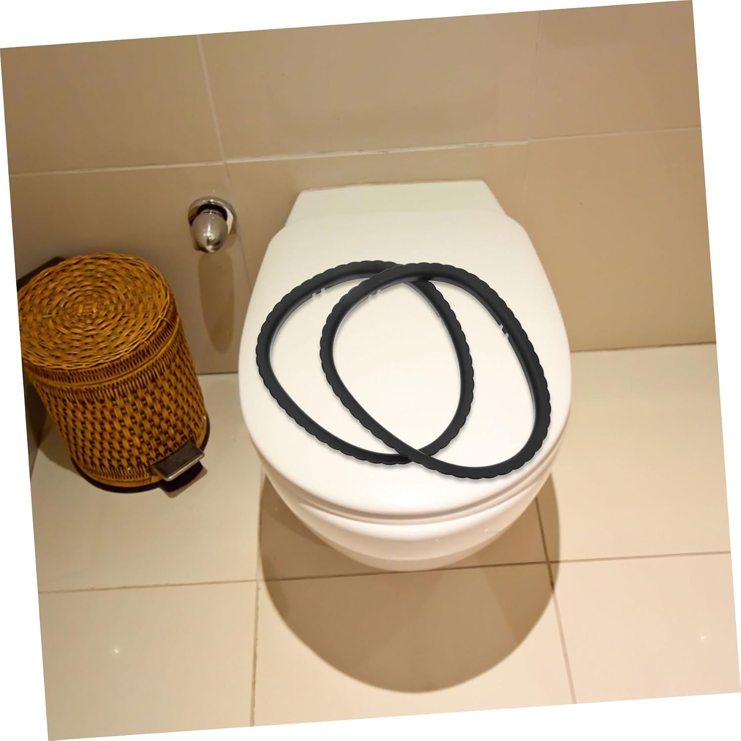 Mikikit 8pcs Elderly Toilet Seat Riser Padded Stool for Seniors Easy Install Commode Bag Fixing Ring