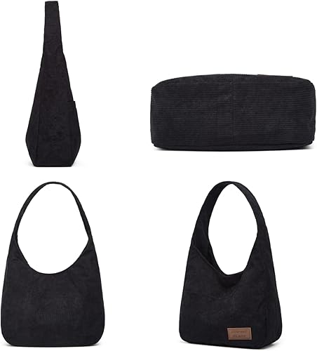 Miniatura 2 de Bolso de mano de pana unisex retro, bolso de hombro con múltiples bolsillos, para trabajo, universidad, con compartimento para mensajero