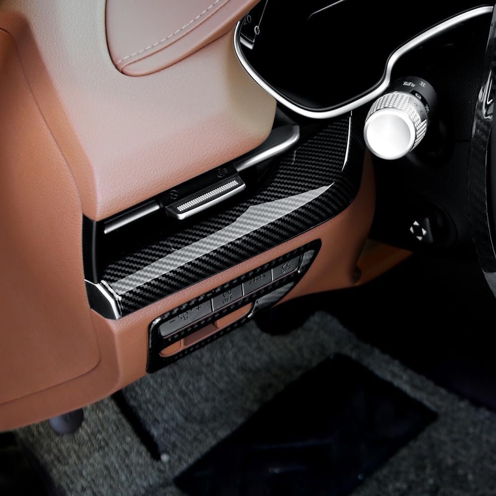 Cnaurda ABS Car Dash Cover Trim, Instrument Panel Moulding Trim, Center Console Dashboard Frame Cover Compatible with Genesis G80 2021-2024 Interior Accessories (Carbon Fiber Pattern)