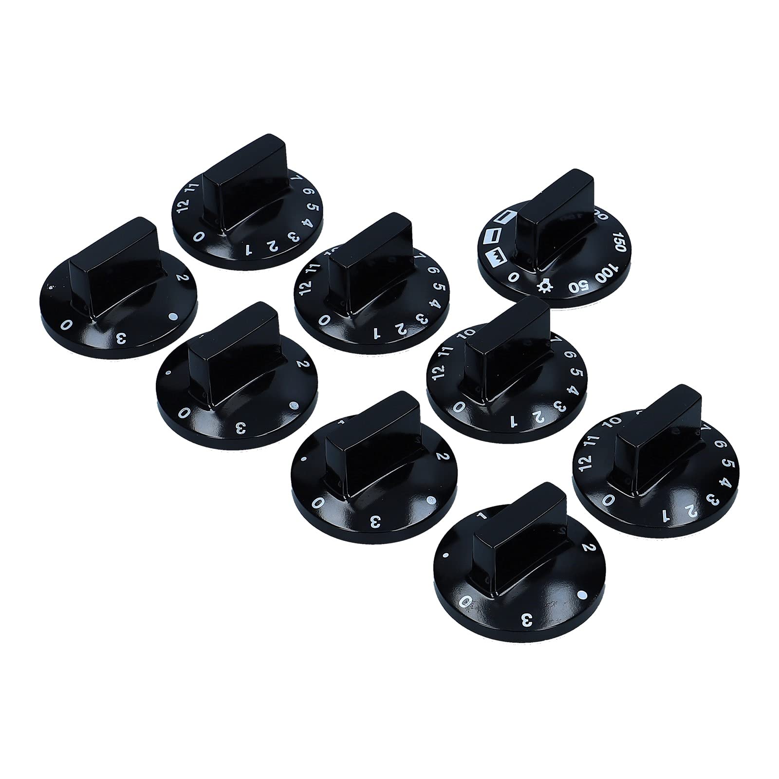 LUTH Premium Profi Parts Knebelset 9-teilig 52mmØ 6 mm Achse schwarz Alternative Universal für Backöfen & Herde