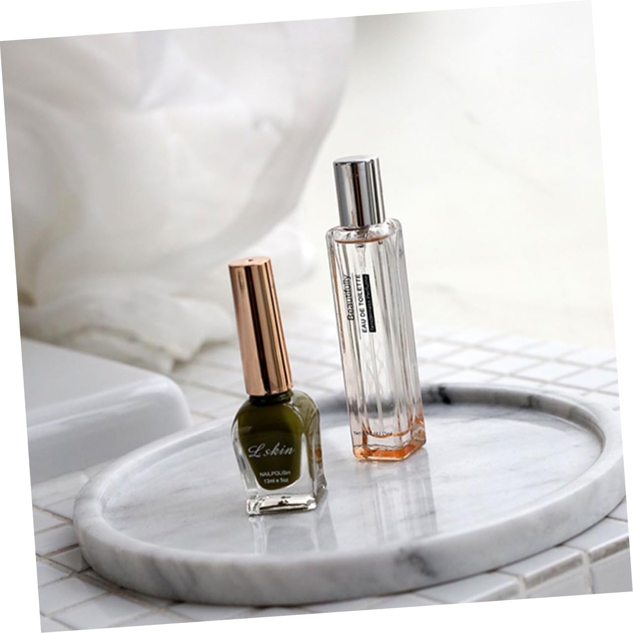 MAGICLULU Natural Marble Trays Tiered Decor Plate Dessert Dish Jewelry Dishes Snack Storage Grey