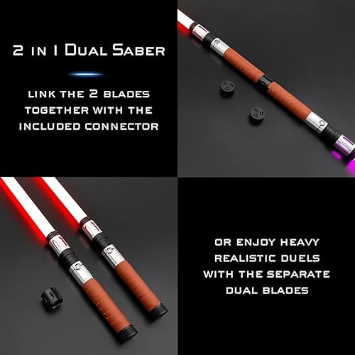 Miniatura 10 de Sable de luz de duelo con 12 colores RGB, 16 fuentes de sonido y control de movimiento, sables de luz Force FX con mango de metal premium y hoja