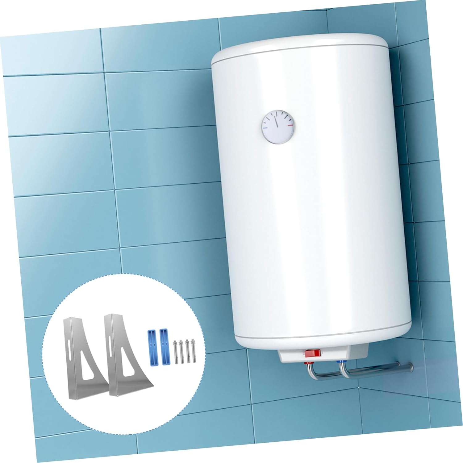 STOBOK 1pair Sturdy Stainless Steel Electric Water Heater Support Bracket and Easy to Install Hollow Design for Maximum Load Bearing Capacity