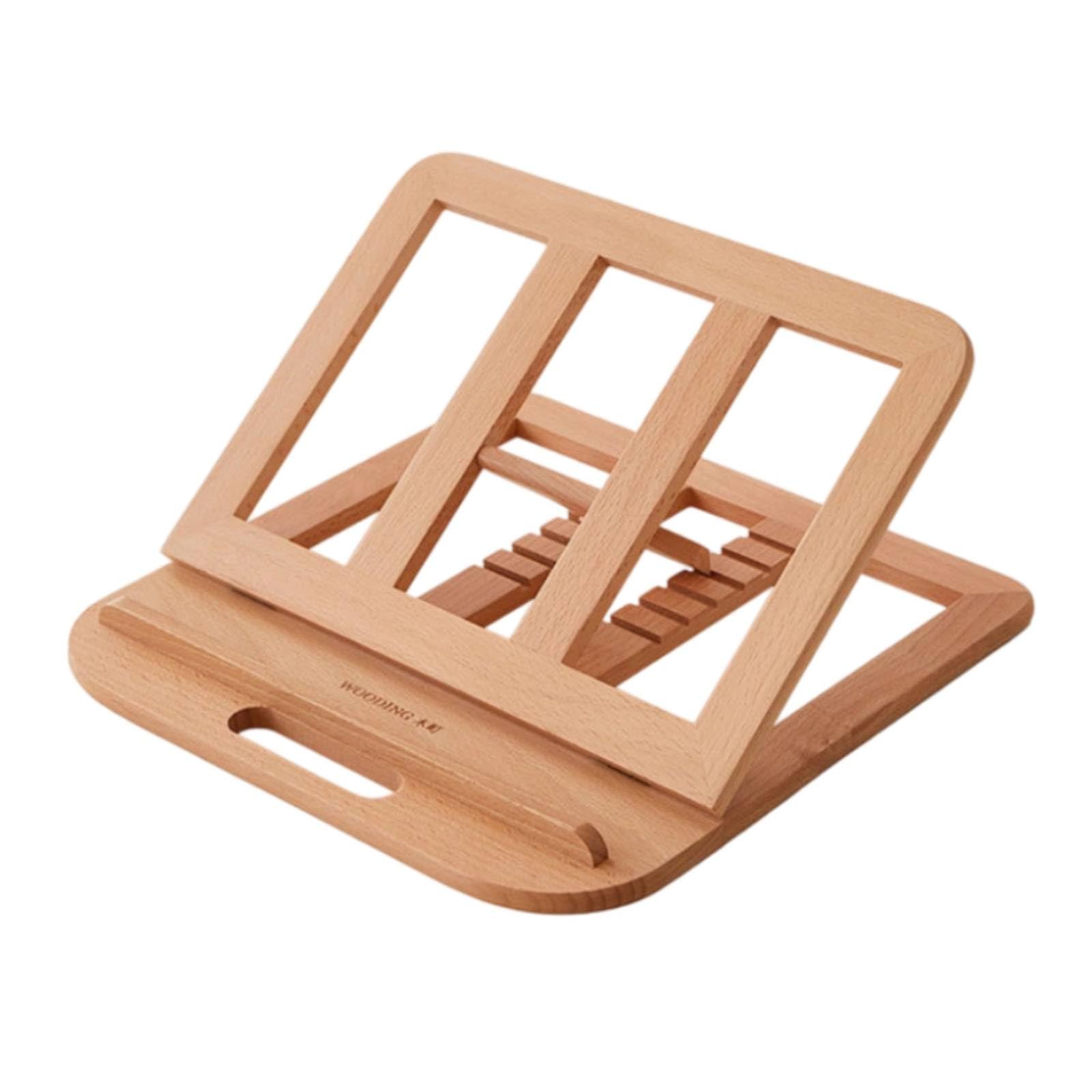 Soporte Portátil para Portátil Elevador Base Atril Soporte Ajustable de Madera de Pino con Ángulos Regulables y Bandeja Asa Ranurada Adecuado para, Soporte De Haya 28x28x1.8cm