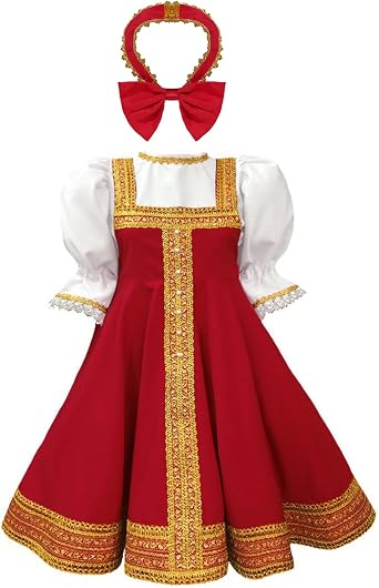 Kids Girls Russian Traditional Dance Costume Princess Cosplay Party Fancy Dress