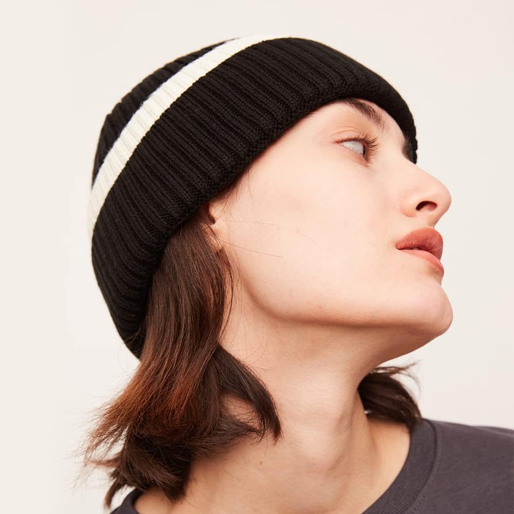 2 Pack Winter Beanie Knit Hat for Women Men Soft Warm Stretch Chunky Cable Hats Ladies Girls Skull Cap SLH2T032