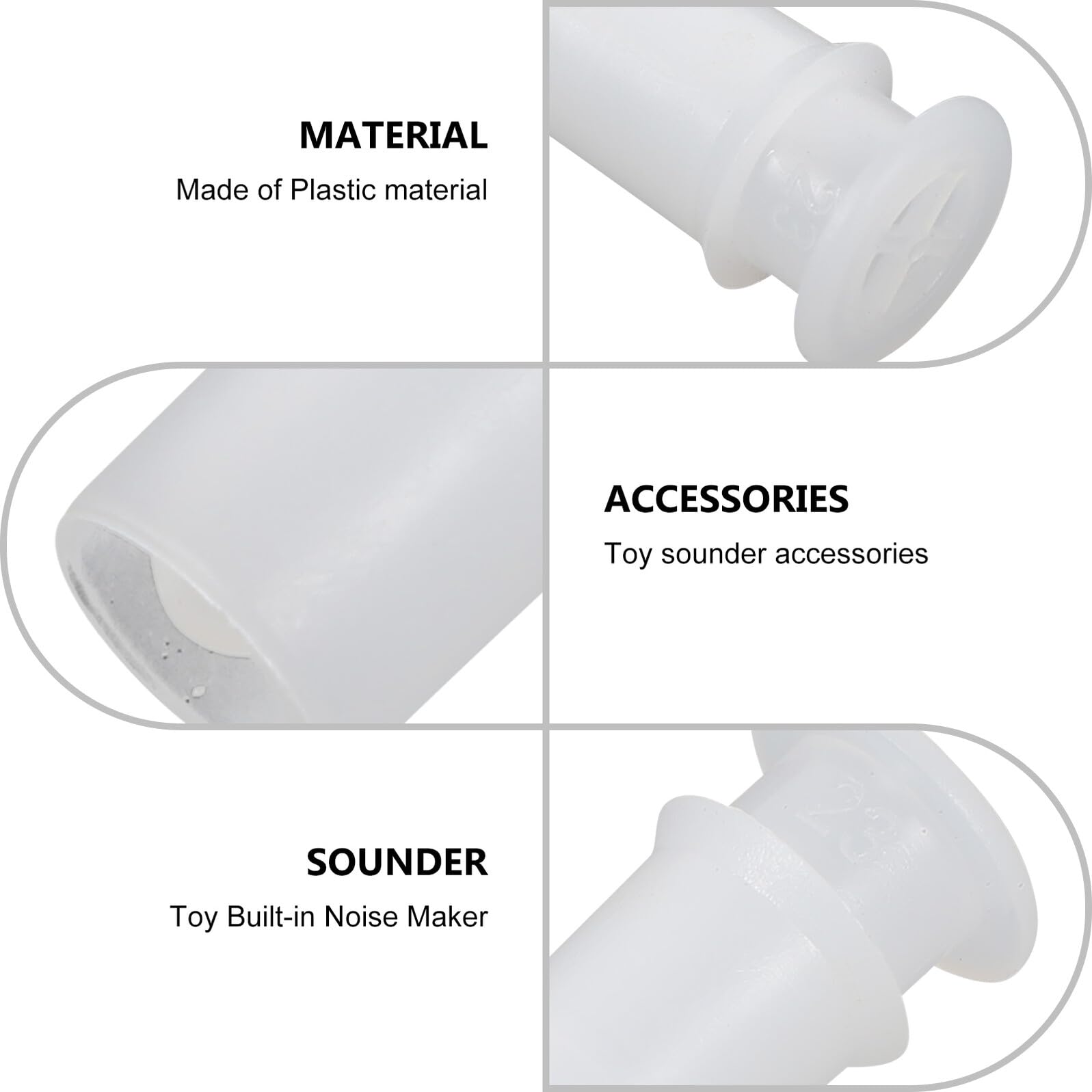 Squeaker per Giocattoli 100 Pezzi Plastico Bianco Inserto | Rumore Chiaro e Forte, Accessori Inseribili per Toy, Formato 2, 9cm, Set da 100