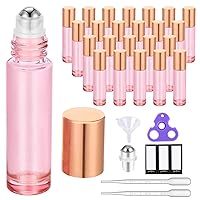 Vista 20 de PrettyCare Paquete de 12 botellas de rodillo de aceite esencial de 0.3 fl oz con bola de rodillo de acero inoxidable – Botellas de vidrio rosa