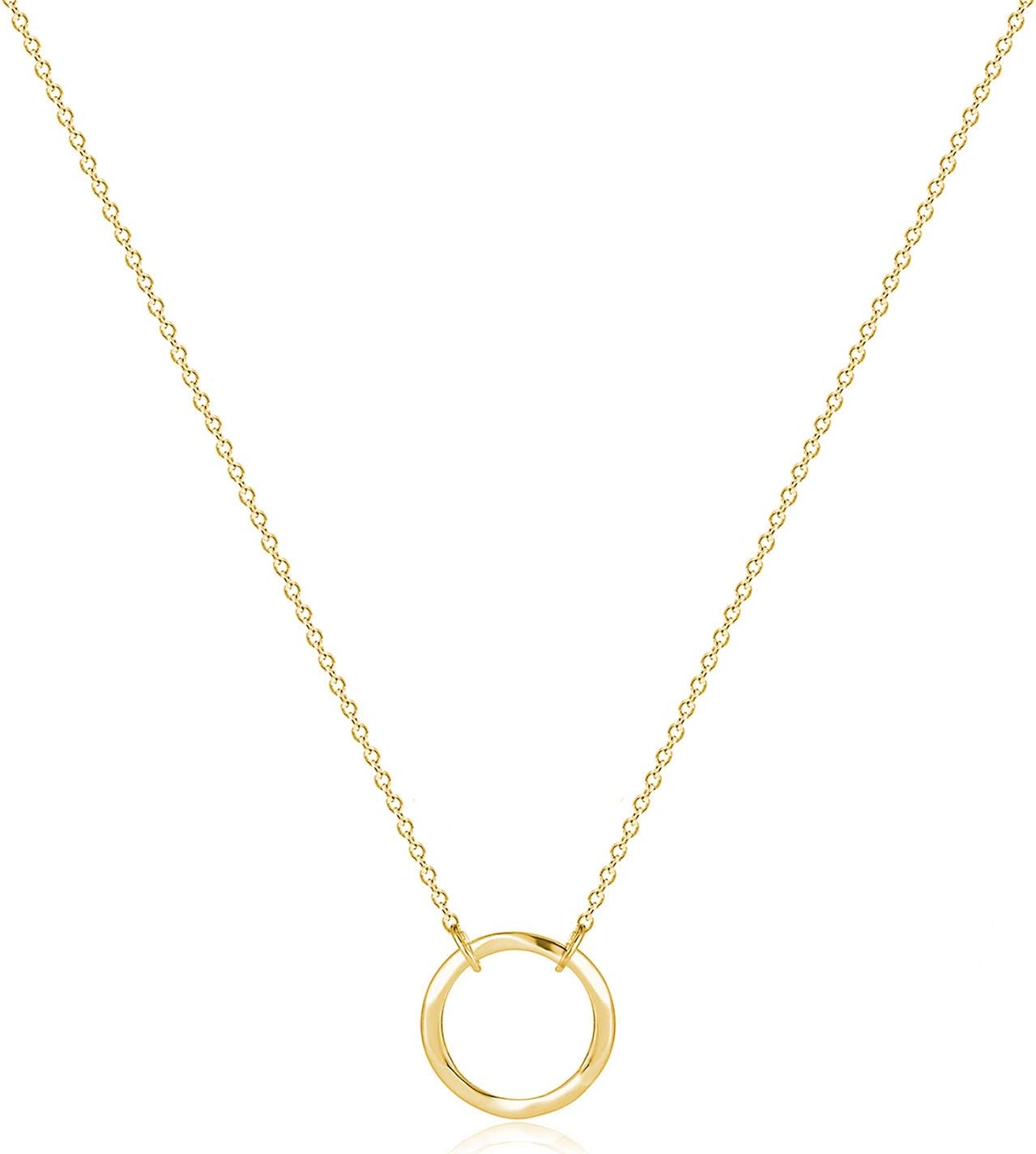 Fettero Pendant Necklace Gold Choker Layered Coin Open Karma Circle Full New Crescent Moon 14K Gold Plated Dainty Simple Moon Phase Jewelry for Women Gift, Metal
