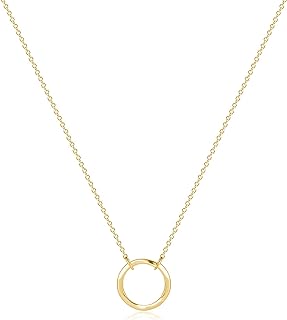 Fettero Pendant Necklace Gold Choker Layered Coin Open Karma Circle Full New Crescent Moon 14K Gold Plated Dainty Simple Moon Phase Jewelry for Women Gift