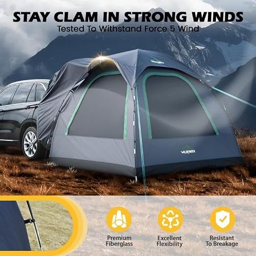 SUV Tent for Camping with Rainfly, Waterproof PU3000mm Double Layer Design, Car Tents for Camping SUV, SUV Tailgate Tent for Outdoor with Storage Bag, for SUV Van, Jeep, Pickup 8'W x 8'L x 7.2'H - Image 2